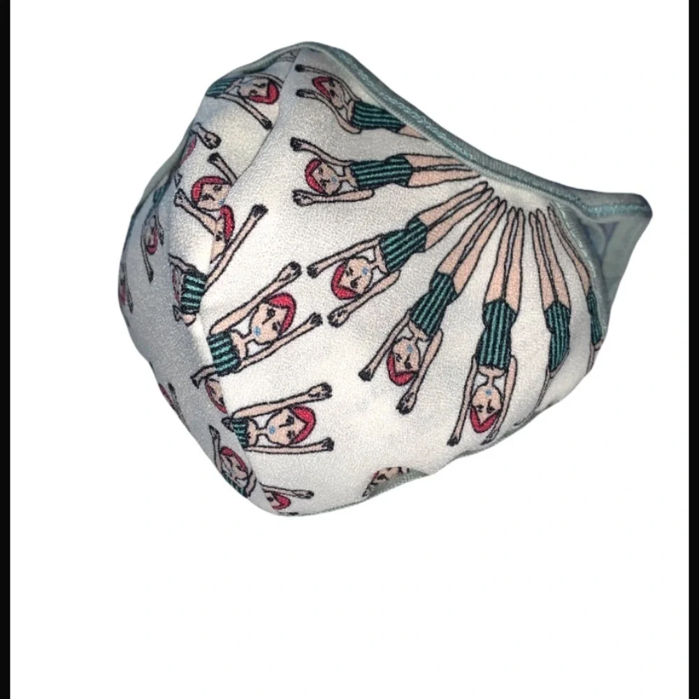 White and green water ballet face mask